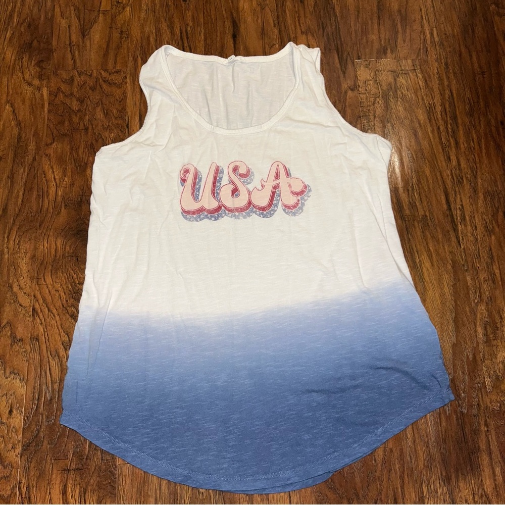 USA Ombre Tank Top - White and Blue Maurices Medium